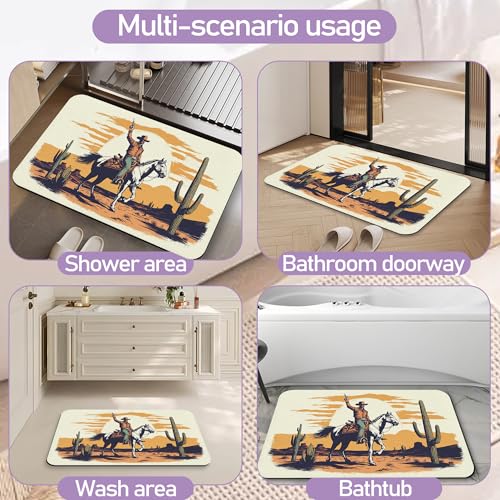 Western Boy Bathroom Rugs Mat, Super Absorbent Quick Drying Floor Mat for Bathroom Entryway 17"x30" - color: Western Boy