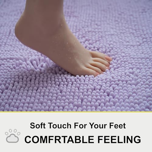 BOANKODU Bath Mat Set, 2-Piece Very Soft Chenille Bathroom Rugs, Non-Slip, Machine Washable (Lavender, 32x20 Inch U-Shaped + 20x20 Inch) - color: Lavender, size: 20" x 32" + 20" x 20" (U-Shape)