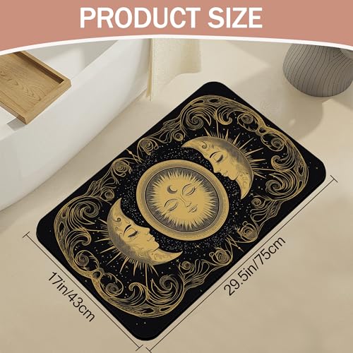Mystical Moon Sun Bath Mat,Astrology Diatomaceous Earth Bath Mat,Rubber Backing Quick Dry Absorbent Washable Bathroom Rugs for Tub Non Slip 17"x29.5" - color: Mystical Moon Sun,astrology