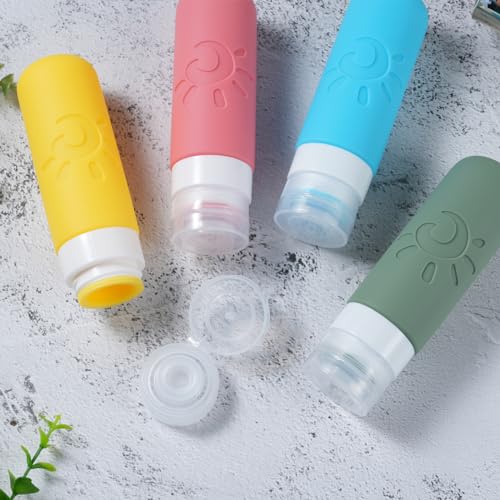 Zafit Travel Bottles for Toiletries, TSA Approved Travel Containers 3oz Leak Proof Travel Tubs Refillable Liquid Travel Accessories for Shampoo Conditioner Lotion Body Wash(Multicolored F) - color: Multicolored F