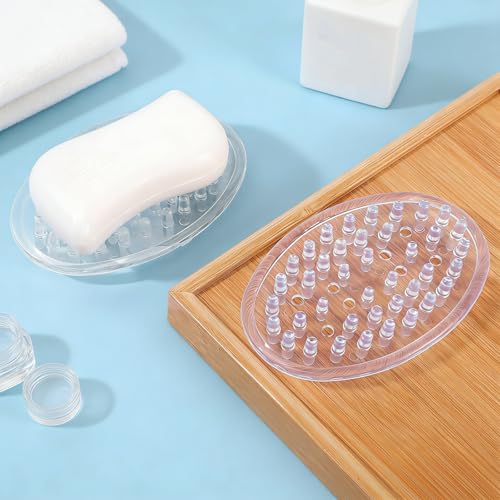 2 Pack Plastic Soap Holder, Clear Soap Dish with Drain Holes, Soaps Savers, Soaps Sponge Holder for Kitchen, Bathroom, Shower Counter