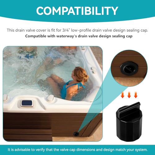 Hot Tub Drain Valves Cap Only fit for Waterway Pool and Spa Filters, Replacement Part Number: 602-9111, Black Drain Fill Valve Replace Waterway Drain Valve Replacement Parts