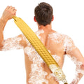 Back Scrubber for Shower with Handles, 40 Inch Extra Long Double-Sided Exfoliating Bath Strap, Textured Body Washer with Extended Reach for Deep Cleaning (Yellow) - color: Yellow