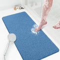 Shower Mat Bathtub Mat Non-Slip,36x16 inch, Soft Tub Mat with Drain,PVC Loofah Bath Mat (Phthalate Free) for Tub and Bathroom,Lake Blue - color: Lake Blue, size: 36" x 16" (Rectangular)