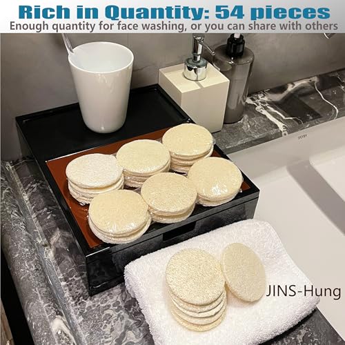 54 Pack Natural Loofah Sponge Exfoliating Face Pads - Facial Body Scrubbers Pad - When Bath Shower and Spa - Loofa Sponges Brush Scrub - Bulk Loofahs Scrubber - Cleansing Skin for Women and Men - size: 1 Count (Pack of 54)