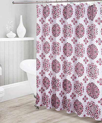 Bathroom Collection Burgundy 16pc Bathroom Accessory Set - Non-Slip Bath Mat, Non-Slip Contour Mat, Toilet Lid Cover and Waterproof Shower Curtain with Rustproof Metal Roller Hooks - color: Burgundy