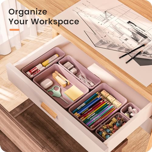 【Military Grade】A-LuGei Drawer Organizer,【𝟱𝗦𝗶𝘇𝗲】Makeup organizer,【Holds 177 Items】Bathroom Organizers and Storage,Organization and Storage,Desk Drawer Organizer for Vanity【Lilac】 - color: Lilac