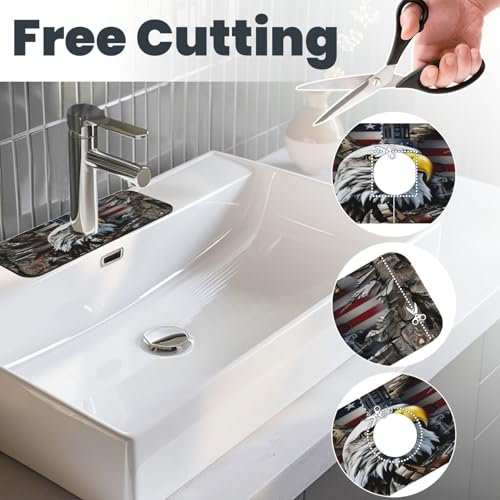 Eagle and National Flag Kitchen sink faucet pad, strong water absorption, anti slip, easy to clean, very suitable for splash and drip prevention, suitable for kitchens and bathrooms - color: Eagle and National Flag