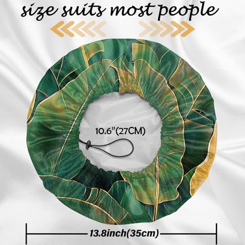2 PCS Shower Cap Reusable Waterproof Double Layers Hair Caps Shower Bath Adjustable Elastic Hat for Women Girls Cute Aesthetic-Leaf Frog - color: AI20-Leaf Frog