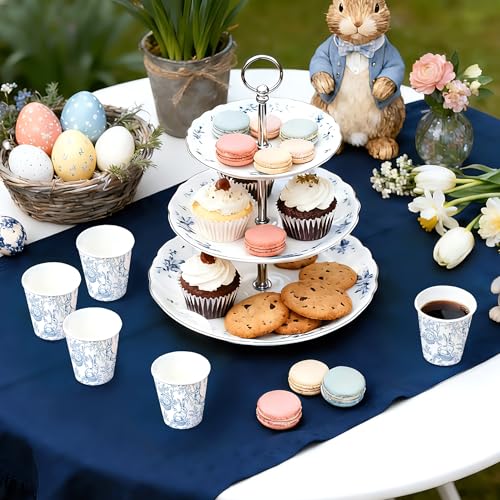 WRAPAHOLIC 3oz Easter Paper Cups - 100 Pack Disposable Bathroom Cups with Blue Sketch Bunny Design, Small Mouthwash Cup for Toothbrush Rinse, Bathroom, Easter, Baby Shower and Party - color: Easter - Blue Sketch Bunny