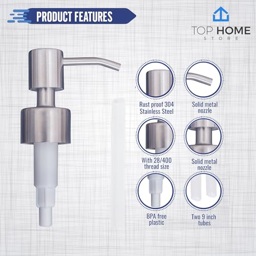 Stainless Steel Soap and Lotion Dispenser Pumps, Replacement for Your Bottles (Brushed Nickel, 2 Pack) - color: Brushed Nickel, size: 2 Pack