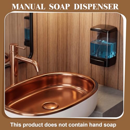 Hushee 2 Pcs Plastic Wall Mounted Soap Dispenser Commercial Manual Soap Containers Wall Dispenser for Kitchen Shower Hotel Liquid Shampoo Gel Chamber (33.8 oz 1000 ml,Black and Clear) - color: Black and Clear, size: 33.8 oz 1000 ml