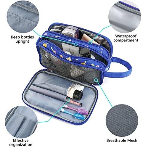 Kids Toiletry Bag for Boys, Travel Toiletry Bag for Little Young Boys Waterproof Hanging Wash Bag Toddler Traveling Toiletries, Space Blue - color: Space Blue