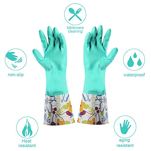 Dishwashing Rubber Gloves 3 Pairs, Aixingyun Non-Slip Household Laundry Kitchen Cleaning Gloves, Reusable PU Waterproof Latex Gloves Gift for Mom (Large, 3 Pairs)