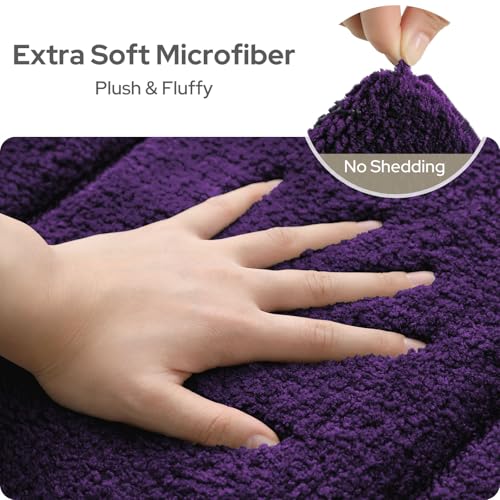 HOMEIDEAS Bathroom Rugs Sets 2 Piece, Extra Soft and Absorbent Microfiber Plush Bath Mat with Non Slip Backing(Purple) - color: Purple