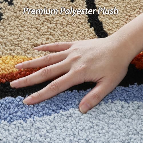 Bathroom Rug Mat, Beach Sunset Fluffy Rug with Palm Tree & Cactus Silhouette, Ultra Absorbent Microfiber Shaggy Door Mat, Quick Dry Bath Rug Carpet for Toilet Bathtub Bedroom 20x31 Inch - color: Blue