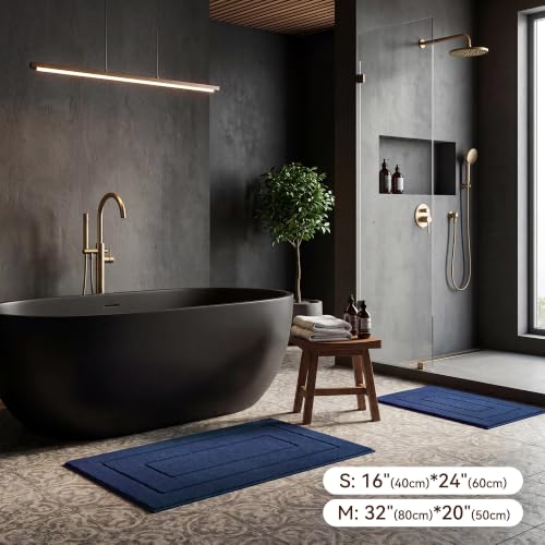 GRANNY SAYS Deep Blue Bathroom Rug, 20" x 32", Non-Slip, Water Absorbent, Microfiber, Machine Wash Dry - color: Deep Blue, size: 1'8" x 2'8" (20" x 32")