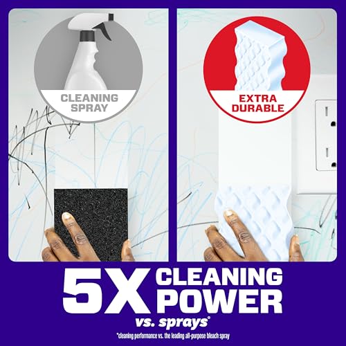 Mr. Clean Magic Eraser Sponge, All Purpose Cleaner, Cleaning Scrubber, Wall, Kitchen, Bathroom, Shower Cleaner, Melamine Sponge, Cleaning Pads, Variety Pack, 5 Extra Durable, & 3 Grease Magic Erasers - size: 8 Count (Pack of 4), style: Upgraded Version