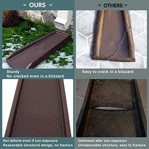 plusgutter Rain Gutter Downspout Splash Block, Gutter Downspout Extensions for Water Drainage, 24" Gutter Splash Guards Downspout Extender, Fixable Down spout Drain Trays with PE Nails(3 Pack, Brown) - color: Brown
