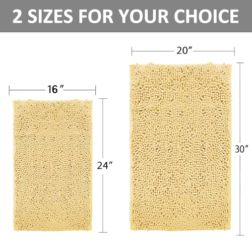 Bathroom Rugs Sets 2 Piece Plush Chenille Bath Rugs Non-Slip Bath Mats Absorbent Shaggy Rugs,Bathtub Mat,Bathroom Mats,Washable Bathroom Carpet for Tub, Shower,Washroom-32x20 + 24x16 Light Cream - color: Light Cream, size: 32"L x 20"W + 24"L x 16"W