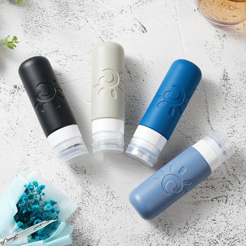 Zafit Travel Bottles for Toiletries, TSA Approved Travel Containers 3oz Leak Proof Travel Tubs Refillable Liquid Travel Accessories for Shampoo Conditioner Lotion Body Wash(Multicolored J) - color: Multicolored J