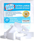 (20 Pack) Extra Large Eraser Sponge – Extra Thick, Long Lasting Magic Melamine Cleaning Sponges in Bulk – White Foam Pads for Walls, Kitchen, Bathroom, Floor & Baseboard Cleaner