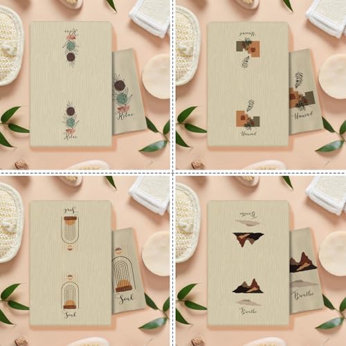 Boho Botanical Hand Towels Set of 4, Relax Breathe Soak Unwind Decorative Towels, Gym Yoga Spa Decor, Boho Decor, 16x24 Inches(Style A) - color: A