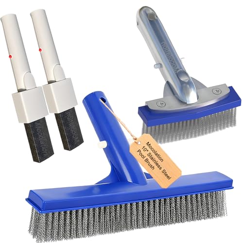 Stainless Steel Pool Brush Set with Pool Pumice Stone to Reomve Erase Rust Stain Spot in Concrete Plaster Pool Spa and Calcium Deposit on Pool Tile