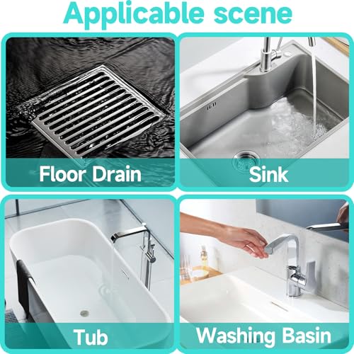 Disposable Shower Drain Hair Catcher, 30-Pack Mesh Stickers for Sink | peel-and-stick mesh traps hair, drains fast - stays flat on tile, metal, plastic - toss and replace, no scrubbing needed