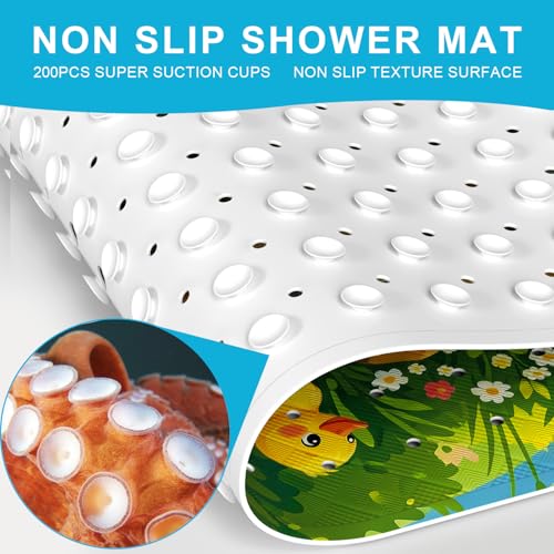 XIYUNTE Baby Bath Mat for Tub Non Slip Kids, BPA Free Extra Long Bathtub Mat 40x16 with Drain Holes and 200 Suction Cups, Non Toxic Machine Washable Toddler Bath Mat, Eco-Friendly Certified - color: Splashy Duck