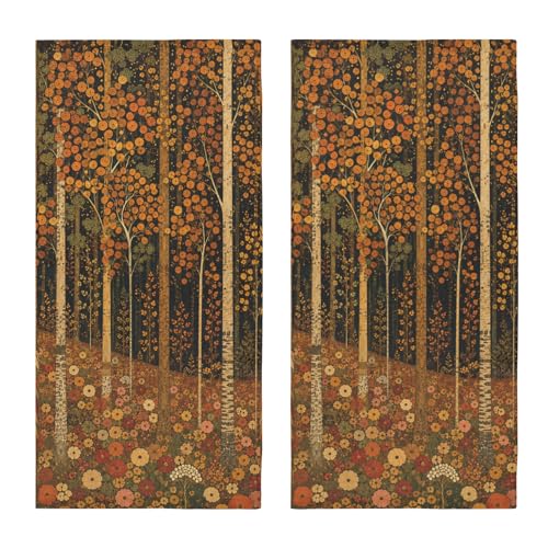 Fall Orange Red Floral Hand Towels for Bathroom 14.4x28.3 Inch | Leaf，Set of 2，Polyester Cotton，Breathable，for Thanksgiving Autumn Holiday Kitchen Hotel Gym Decor - color: Fall Red