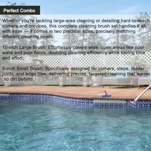 Stainless Steel Pool Brush Set with Pool Pumice Stone to Reomve Erase Rust Stain Spot in Concrete Plaster Pool Spa and Calcium Deposit on Pool Tile