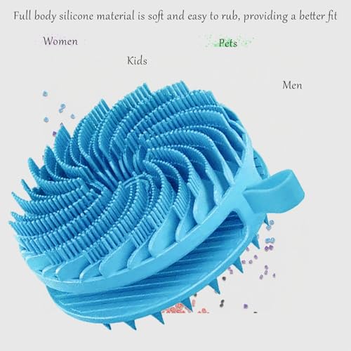 Douji Double-Sided Silicone Body Scrubber Shower Bath Brush, Handheld Cleansing Skin Brush for Sensitive Kids Women Men All Kinds of Skin（Blue） - size: Blue