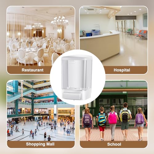 Hushee 2 Pcs Commercial Soap Dispenser Hand Wall Mounted Bathroom 33.8oz/1000ml Manual Soap Dispenser Liquid Containers with Pump White Shower Plastic Wash Wall Container Shampoo Gel for Kitchen Hotel - color: White, size: 33.8 oz 1000 ml