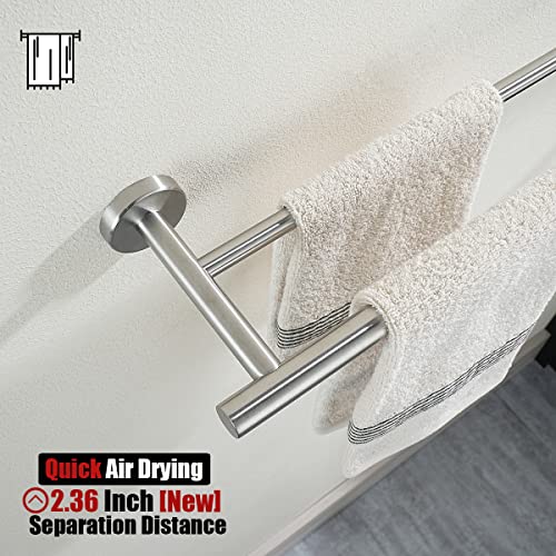 JQK Double Bath Towel Bar, 39 Inch 304 Stainless Steel Thicken 1mm Towel Rack for Bathroom, Bath Towel Holder Brushed Wall Mount, Useable Length 36 Inch, TB100L36-BN - color: Brushed, size: 39 Inch