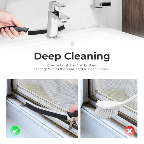 TQRR Cleaning Brush-Hard Crevice Cleaning Brushes, Multifunctional Window Groove Brushes, Grout Brush, Cleaning Tool for Bathroom, Kitchen, Toilet, Tile, Sink, Home (6, Black) - color: Black