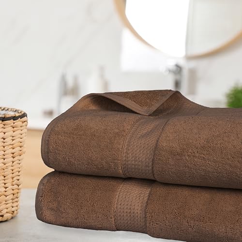 SUPERIOR Egyptian Cotton Pile Plush Bath Sheet, 2 Piece Set, Chocolate | Highly Absorbent, Ultra Soft Luxury 800 GSM Towel Set for Bathroom, Shower, Hotel Essentials Oversize Plush Madeline Towels - color: Chocolate, size: Bath Sheet 2-Pack