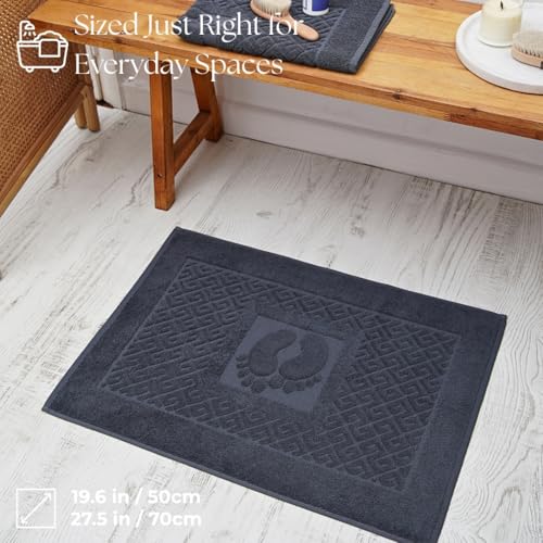 100% Turkish Cotton Bathroom Floor Towel, 2 Pack, Soft Bath Mat Towel, Quick-Drying, Machine Washable, Absorbent, Hotel & Spa Quality, 20x27.5 (2, Grey) - color: Grey, size: 2Pack