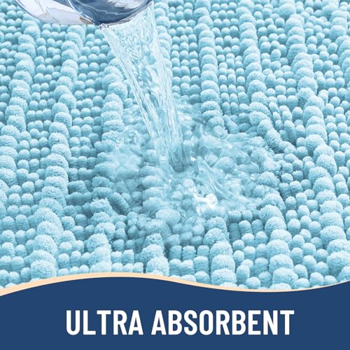 Arotive Luxury Bathroom Rugs 36x24, Extra Soft Thick Absorbent Shaggy Chenille Bath Rugs, Machine Wash Dry, Bath Mats for Bathroom Floor, Tub and Shower, Home Decor Accessories, Blue - color: Blue, size: 36" X 24"