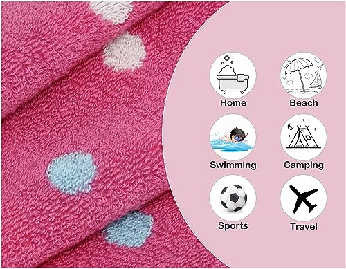 ORIGINAL KIDS 6 Piece Towel Set - Bath Time Sugar & Spice - 2 Towels, 2 Hand Towels, 2 Washcloths - 100% Cotton Jacquard Soft Absorbent Pool Beach Towel Gift - Pink Multicolor - color: Pink Multi Color, size: Set of 6 - Bath-Hand-Wash