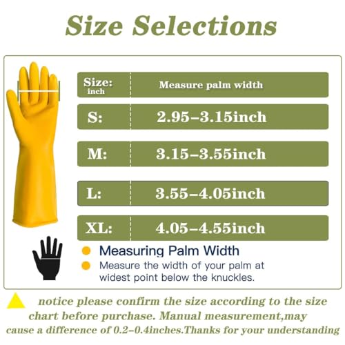 8 Pairs Reusable Household Cleaning Gloves, Rubber Kitchen Dishwashing Gloves,Extra Thickness, Long Sleeves, for Washing Dishes, Pet Care(Large, Yellow) - size: Large (Pack of 8)