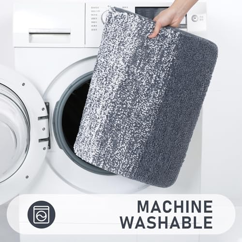 Bsmathom Bathroom Rugs Sets 4 Piece, Soft Absorbent Microfiber Bath Rugs with U-Shaped Contour Toilet Rug and Toilet Lid Cover, Thick Non-Slip Plush Shaggy Bath Mat Set,Dark Gray - color: Dark Grey, size: 18"x26"+18"x48"+U20"x24"+Cover19"x21"