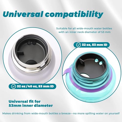 Splash Guards Compatible with 32 oz Wide Mouth Bottles with a 53 mm Inner Opening, Wide Mouth Water Bottle Accessories, Not for 16 oz or Narrow Mouth Bottles - color: Obsidian Black 2 Pack