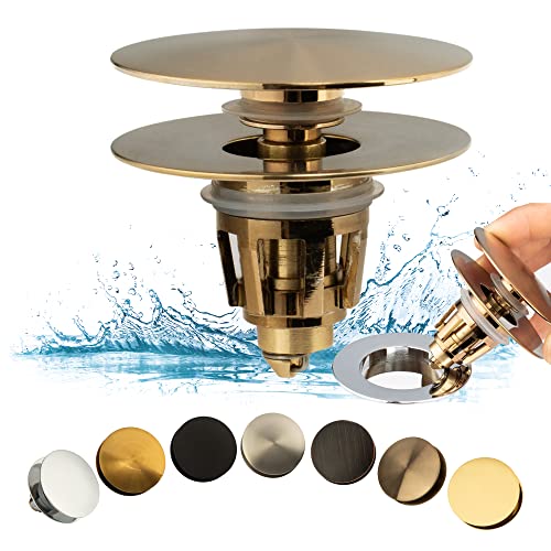 Artiwell Universal Bathroom Sink Drain Stopper, Fits Most Pop-Up Drains for Vessel Sink Lavatory Vanity, Sink Drain Strainer with Detachable Hair Catcher, Tested by Plumber in US (Champagne Bronze) - color: Champagne Bronze