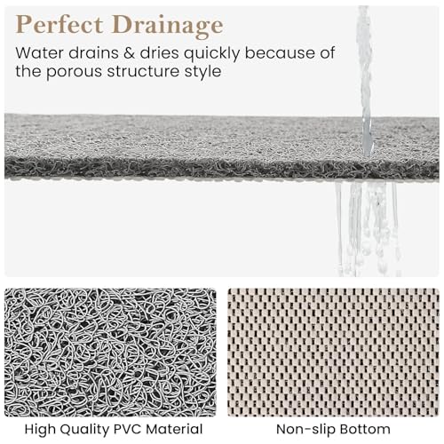 PVC Loofah Shower/Bathtub Mat Non-Slip, 24x16 inch, Soft Tub Mat with Drain, for Tub and Bathroom,Quick Drying,Grey - color: Grey, size: 24" x 16" (Rectangular)