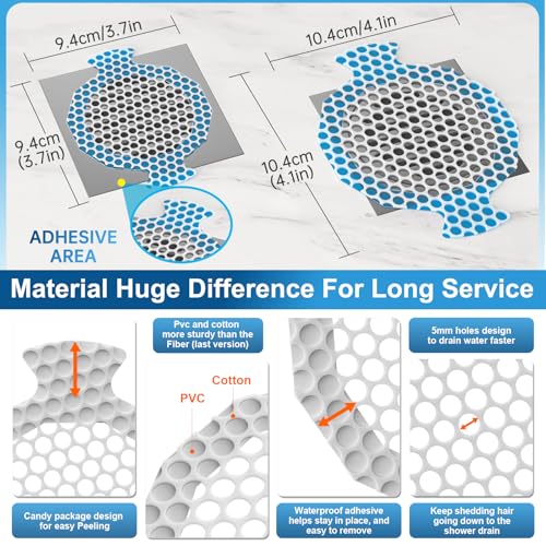 INVIHUG Disposable Shower Drain Hair Catcher Mesh Stickers, 25 Pack, Hair Catcher for Shower (White, 25pcs) NRHC-01