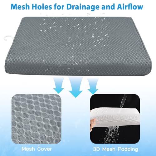 Shower Seat Cushion, Shower Chair Cushion for Transfer Benches in Bathtub, Cushion for Sauna, 3D Mesh Pad with Hook, Slip-Resistant, Design for Elderly, Senior, Handicap Disabled - size: Gray