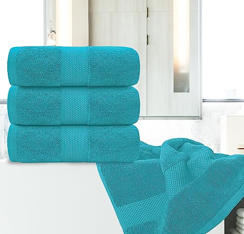 White Classic Luxury Bath Towels Set of 4 Large - 700 GSM Cotton Ultra Soft Bath Towels 27x54 | Highly Absorbent and Quick Dry | Hotel Towels for Bathroom Luxury, Plush Shower Towels, Aqua - color: 13: Aqua