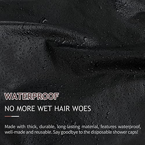 Luxury Shower Cap for Women, Waterproof Reusable Shower Caps Double Layers Microfiber Terry Lined with Dry Hair Function, Extra Large for Long Hair, Adjustable for Most Heads Size