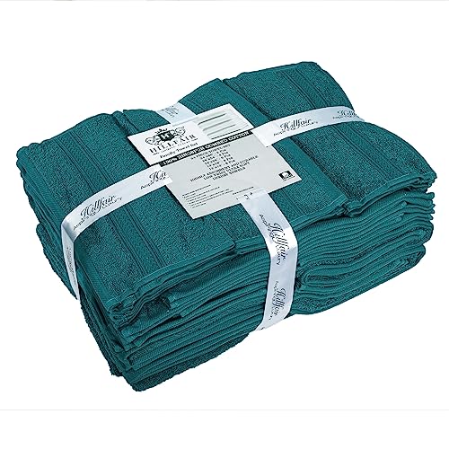 HILLFAIR 100% Cotton Towels Set for Bathroom, Quick Drying, High Absorbent 24Pc Towel Set, 2 Bath Sheets, 4 Bath Towels, 6 Hand Towels, 4 Fingertip Towels, 8 Washclothes: Teal (600GSM-24PC-TEAL) - color: Teal, size: 24 PC Bath Towel Family Set